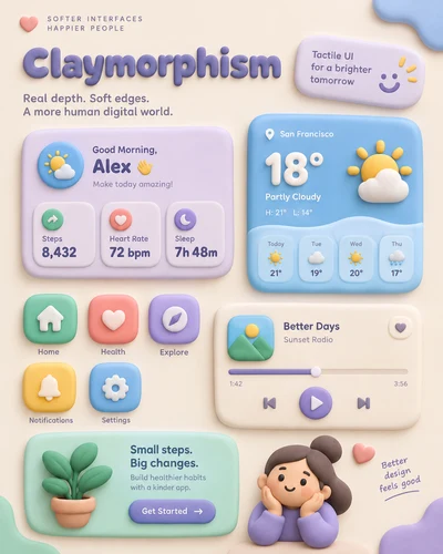 Claymorphism graphic design movement