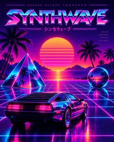 Synthwave graphic design movement